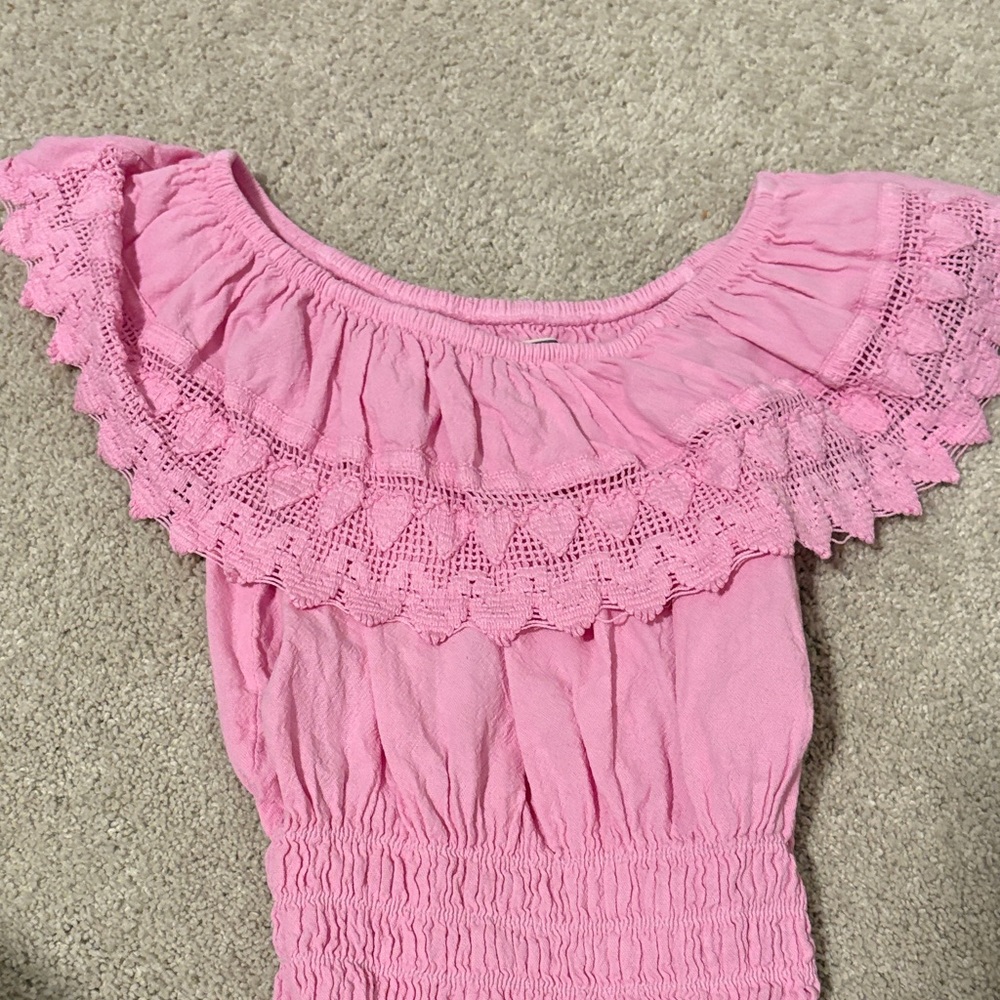 Pink Ruffled Kids Tank Top